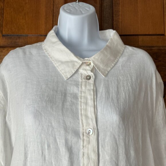 NWT H&M White Natural Linen Button-Down Blouse Size 3XL - Picture 8 of 16